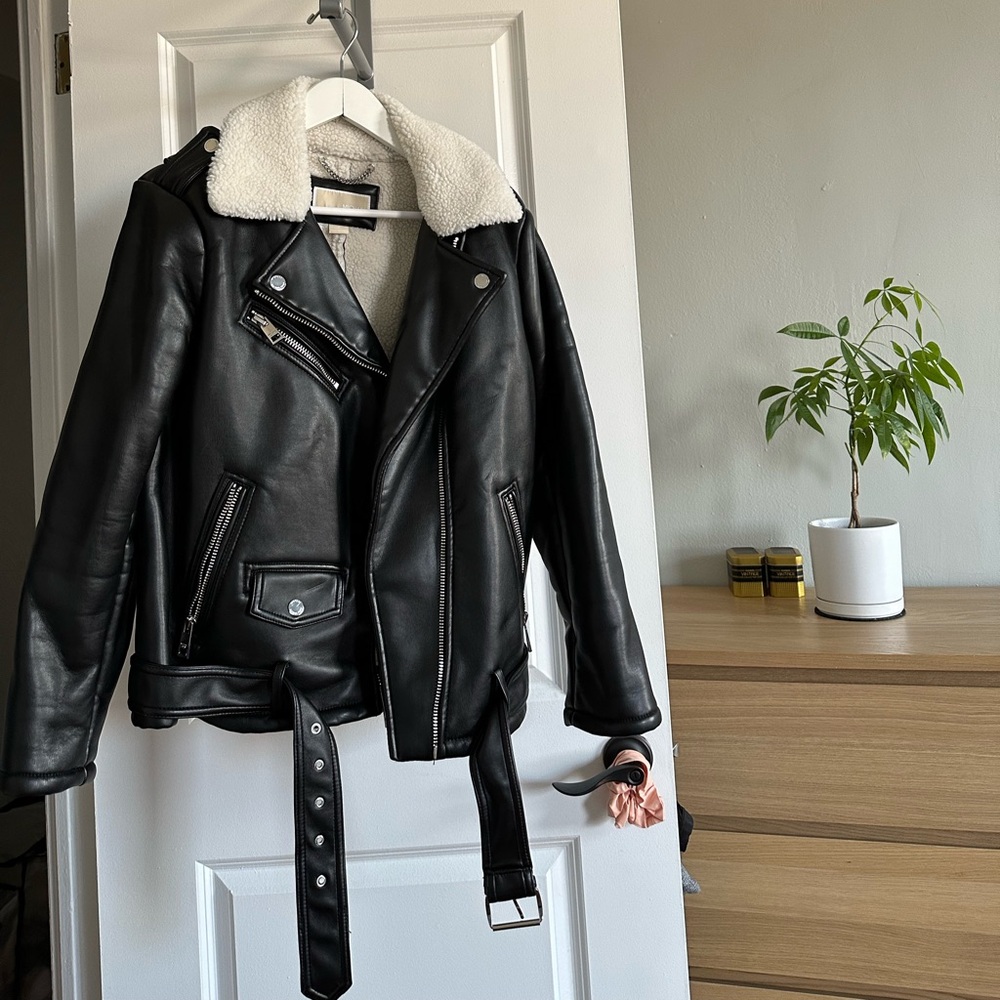 Michael Kors faux leather biker jacket
